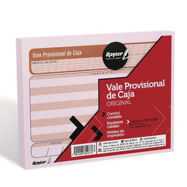 BLOCK VALE PROVISIONAL DE CAJA 50 HJS