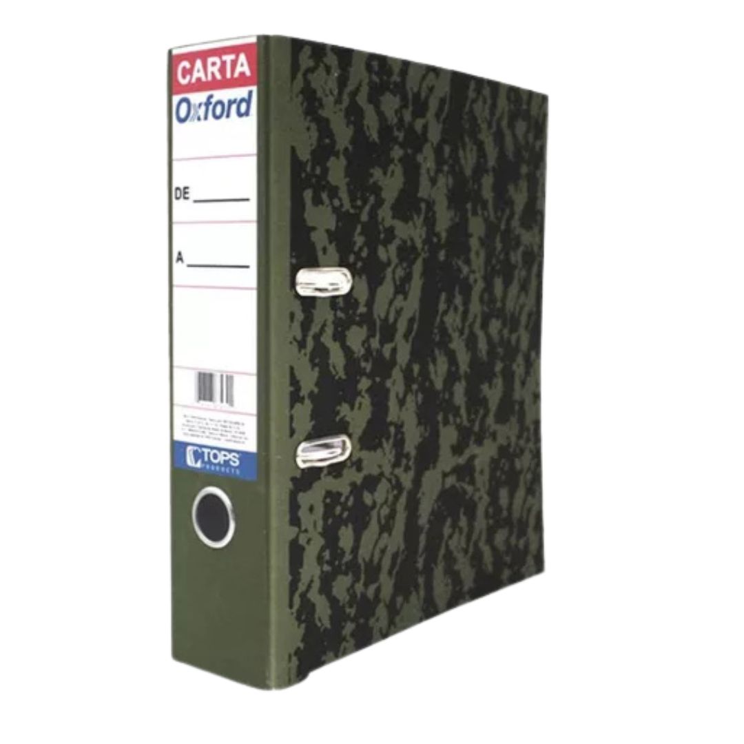 REGISTRADOR TAMAÑO CARTA VERDE MARMOLEADO OXFORD