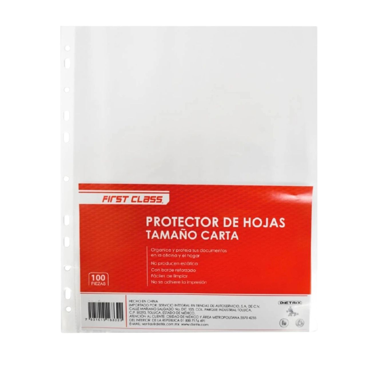 PROTECTOR DE HOJAS TAMAÑO CARTA C/100PZ FIRST CLASS