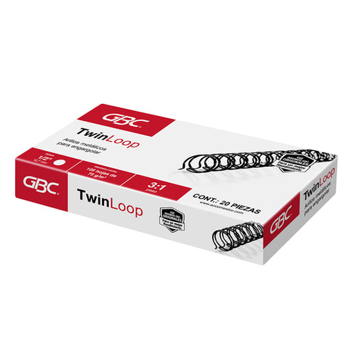 ARILLO METALICO TWIN LOOP 1/2" PASO 3:1 NG C/20PZ GBC