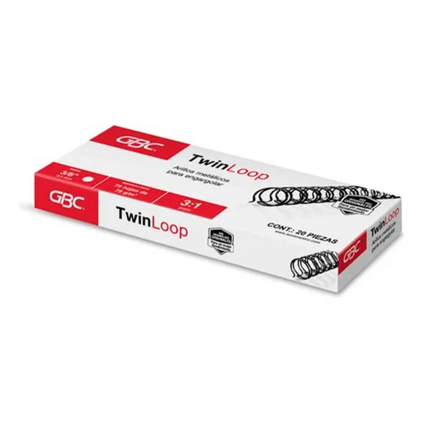 ARILLO METALICO TWIN LOOP 3/8" PASO 3:1 NG C/20PZ GBC